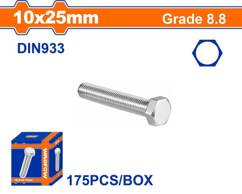 WADFOW ΒΙΔΑ ΕΞΑΓΩΝΗ ΓΑΛΒ. 8.8 DIN933 10X25 175TEM (WXSP535A)