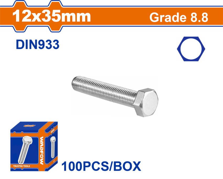 WADFOW ΒΙΔΑ ΕΞΑΓΩΝΗ ΓΑΛΒ. 8.8 DIN933 12X35 100TEM (WXSP547A)